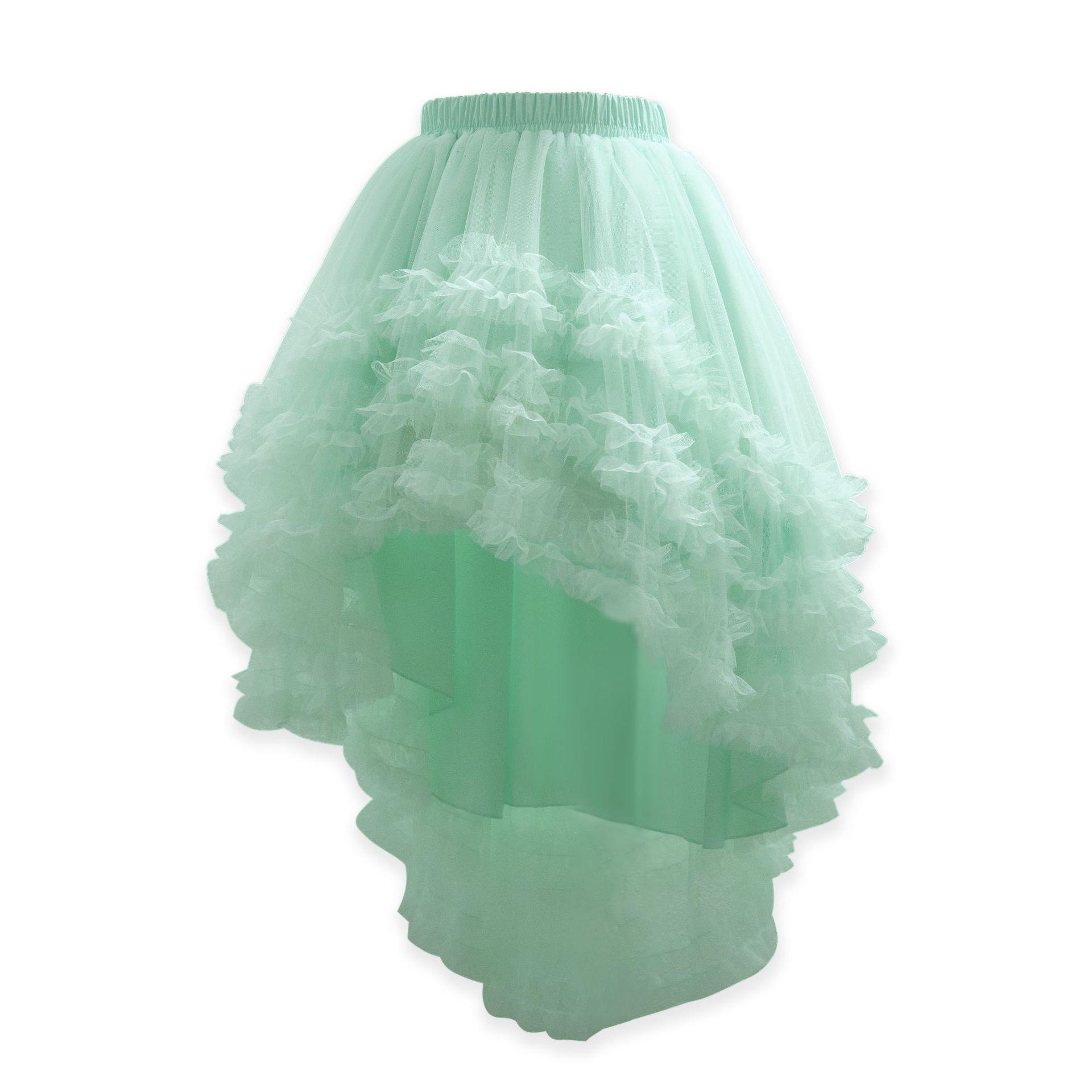 Mint Mambo Green Irregular Gauze Layered Mesh Skirt - Japanese Style Autumn/Winter Women s Wear Small мятный зеленый