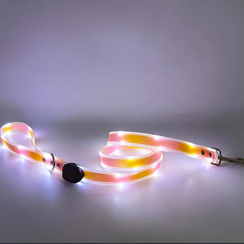 Durable Nylon LED Dog Collar 3 Lighting Modes Adjustable Pet Dog Leash Anti-lost PVC High-brightness Dog Collar Outdoo