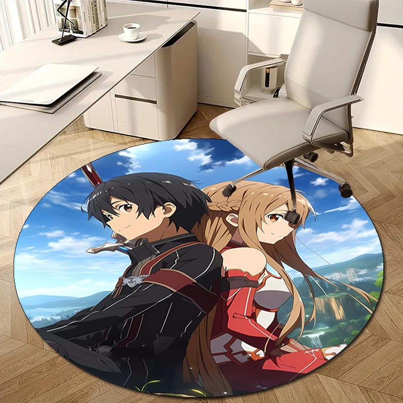 1pc Sword Art Online2 Design Printed Area Round Carpet for Bedroom Living Room Home Decor Rugs Mat Non Slip Mat Rug for Bedside