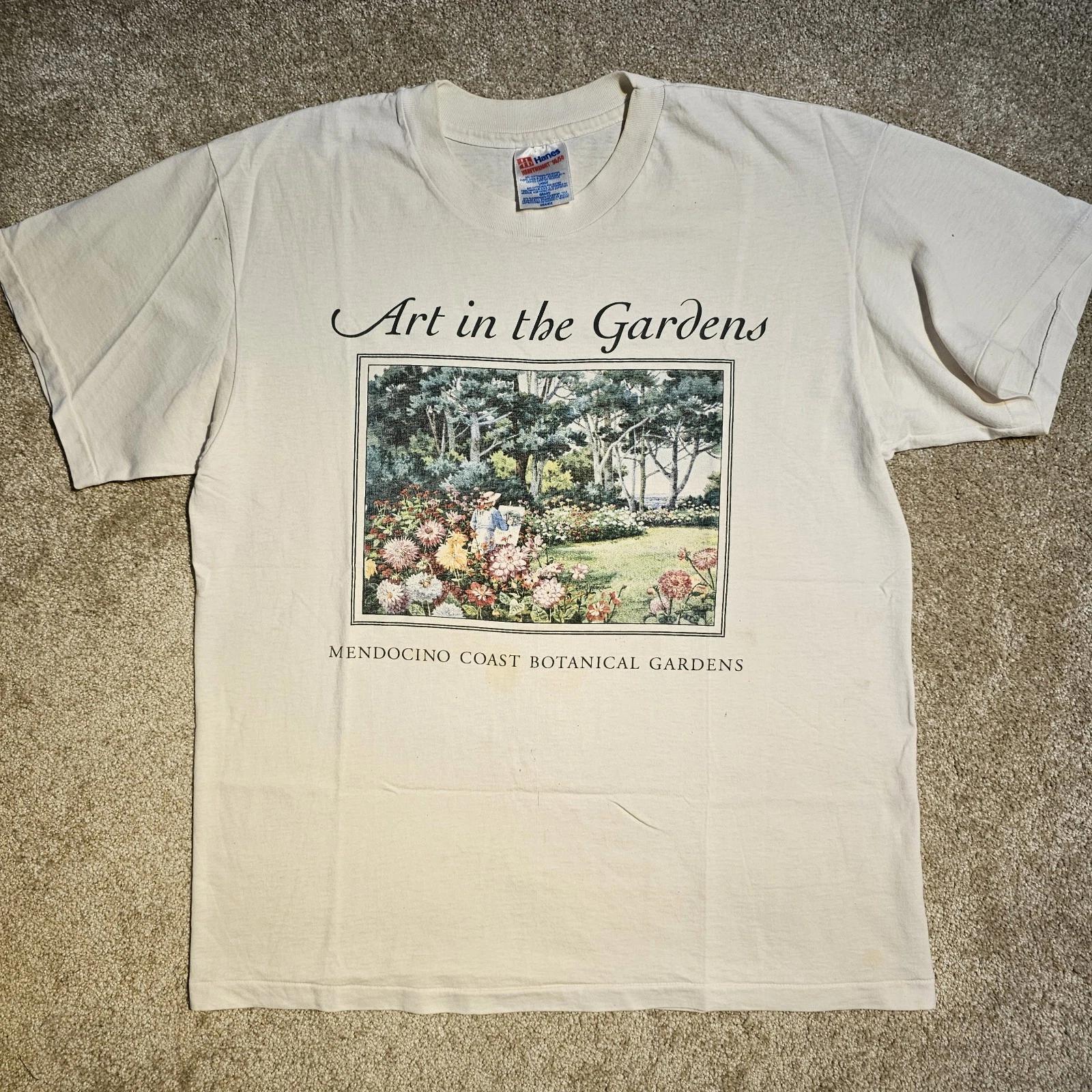 

Vintage 90s Art In The Botanical Gardens T-shirt Mens L Cottage Indie Single Emo S