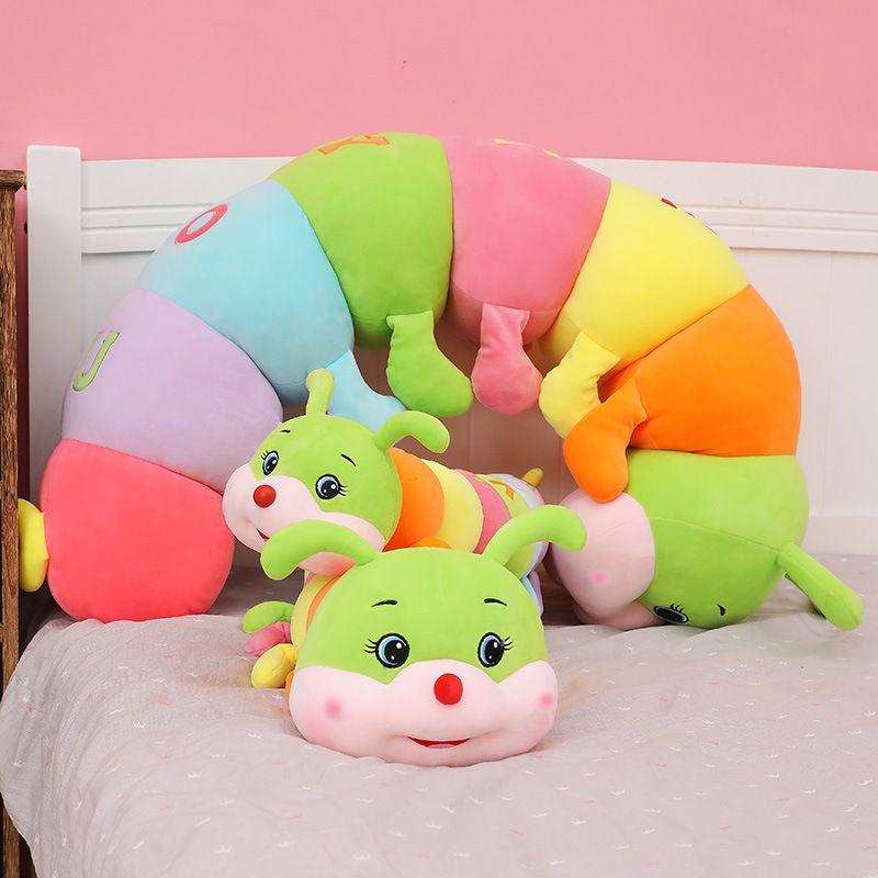 Giant Soft Caterpillar Sleeping Pillow Plush Toy For Kids In Colorful Multicolor Design