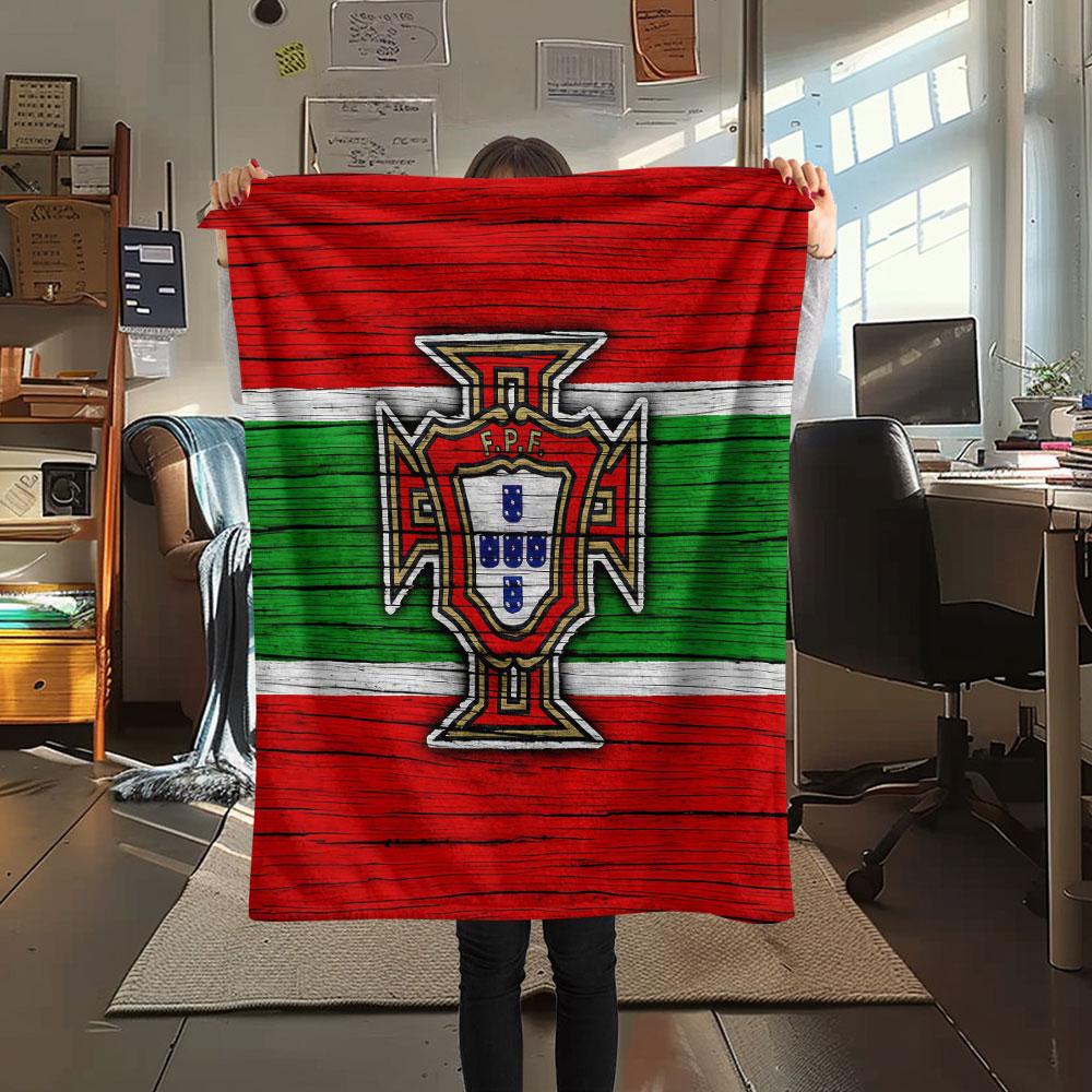 1PC Portugal National Football Team Patterned Flannel Blanket Suitable For All Seasons for Home Decor Warmth and Comfort Gifts Holiday Present