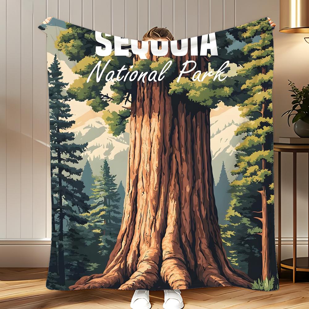 

scenic spot Sequoia National Park Throw Soft Coral Fleece Blanket 310gsm Fluffy Warm Throw for Sofa Bed Couch Bedroom Decor 75x100cm