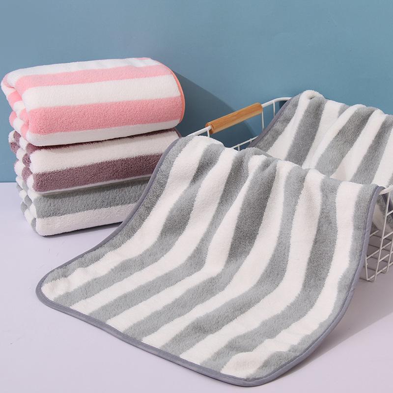 Soft High-Density Coral Fleece Towel - Absorbent, Thick Face & Hair Drying with Fresh 3D Floral Design