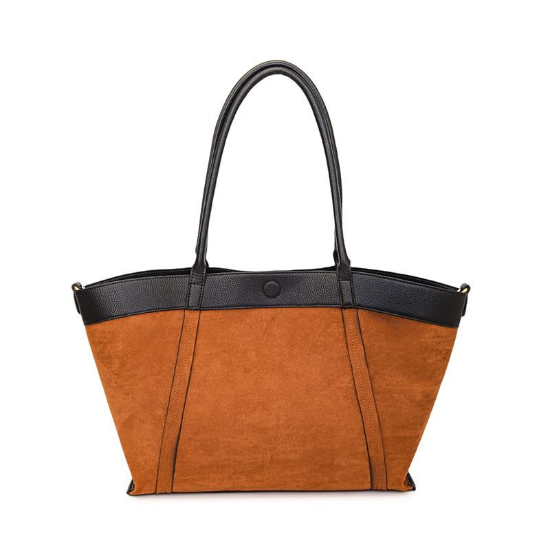 Chic Suede Bag For Women With Double Shoulder Straps And Magnetic Closure For Casual Office Use