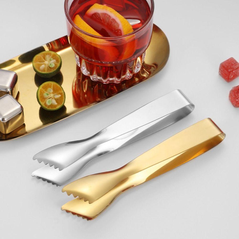 

Rust-proof Serrated Ice Cube Clip Anti-skid Barbecue Clip Food Tong Serving Tongs Salad срібний