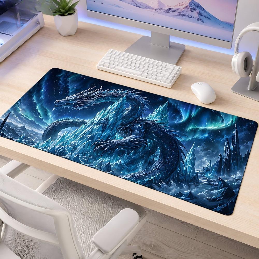 Blue Ice Crystal Dragon Starry Night Dream Pattern Mouse Pad AntiSlip Desktop Decorative Accessory Alfombrillas Gaming