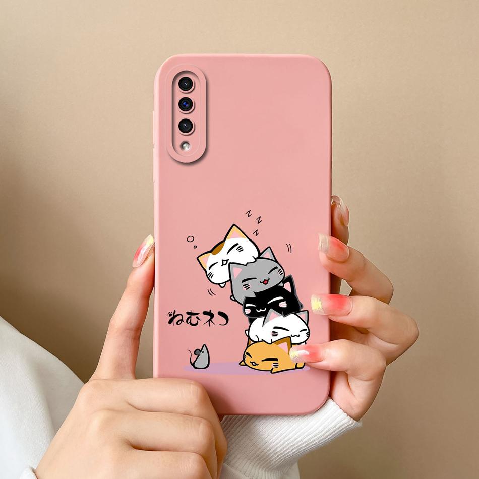 For Samsung Galaxy A50 A50S Phone Case Cartoon Liquid Silicone Full Coverage Anti Drop Shell For Samsung A 50 A50 S Bumper Funda