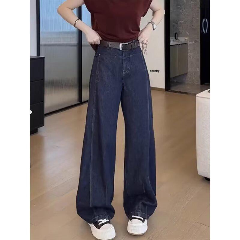 

Джинсы с высокой посадкой и широкими штанинами для женщин - Ранняя осень, Большой размер, Фигура груша , Модные брюки свободного кроя XL: 155-165cm (61kg-65kg)