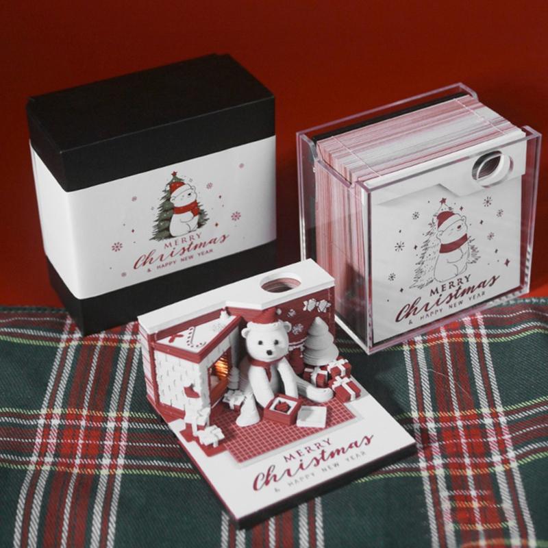 Time Piece Kalender 2026 Skrivebordskalender Med LED-lys 3D Avrivningskalender Papirskjæringskunst Notatblokk Julegave