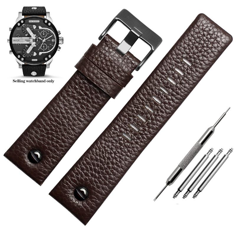 24 26 27 28mm Soft Watchbands for Die-sel DZ7313 7322 7257 7313 DZ7333 4318 Women's Men's Watch Straps with Black Sliver Buckle