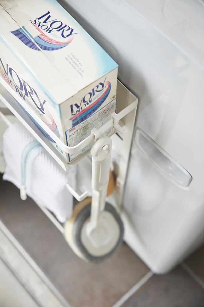 Yamazaki Magnetic Storage Rack for Next to Washing Machine, White, Approx. W28 x D11 x H67cm, Plate, Laundry Rack, Laundry Storage, 3309