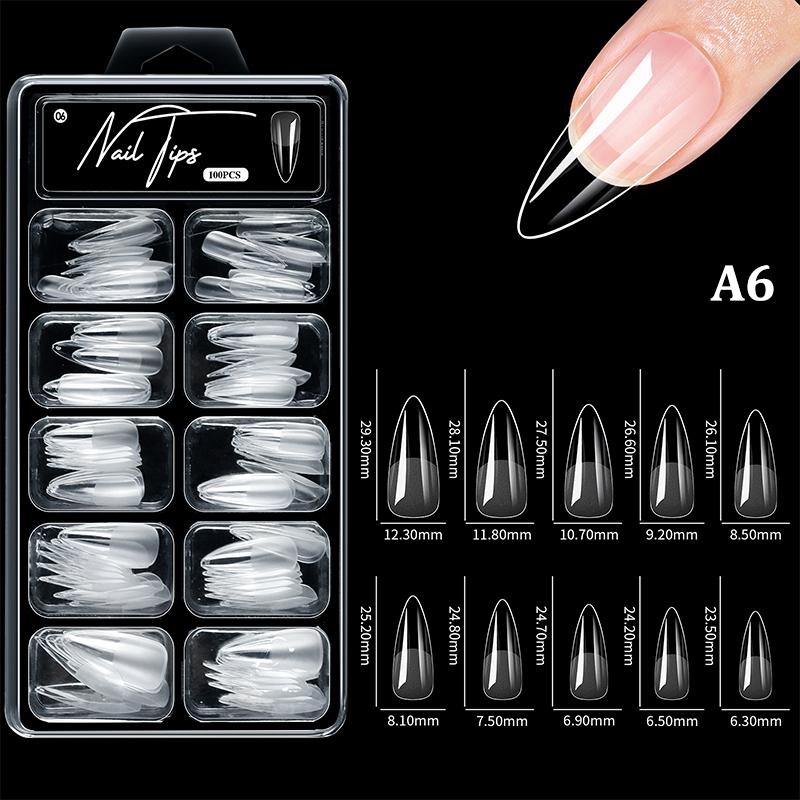 100Pcs Soft Gel False Nail Tips Short Square Coffin Almond Artificial Press On Fake Nails Extension Manicure Tools