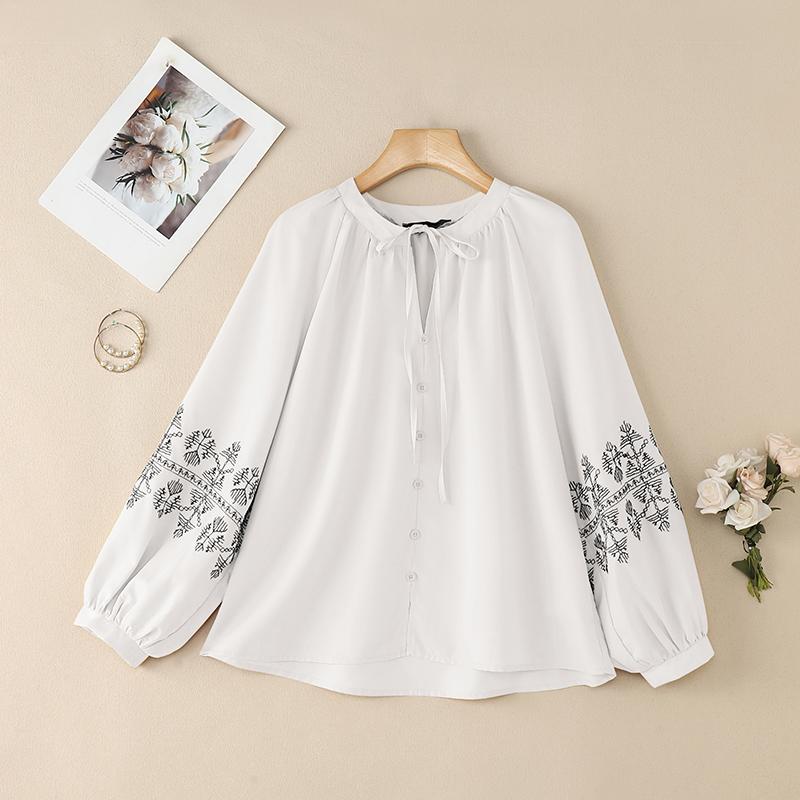 ZANZEA Lässige Bluse mit Rundhalsausschnitt und langen Ärmeln für Damen