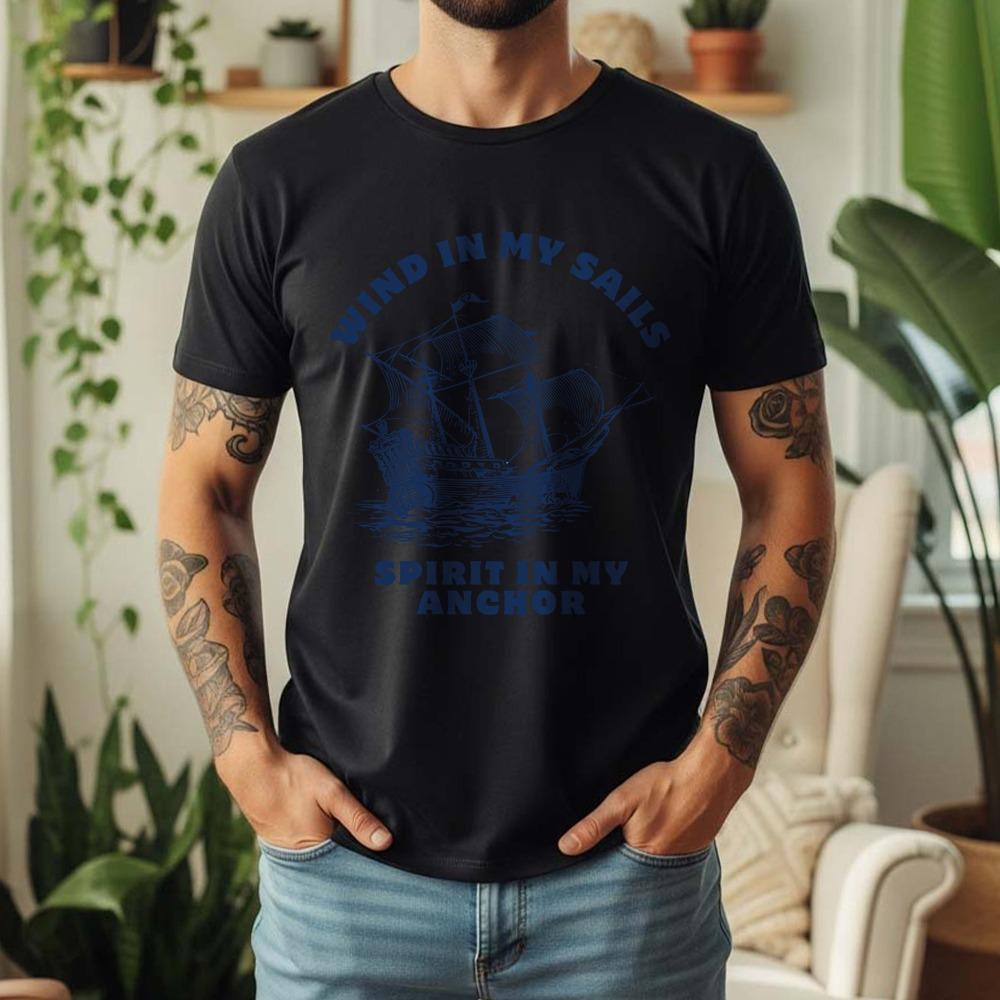 Men's Cotton T Shirt Wind In My Sails Sea Retro Style Casual Daily Comfortable Breathable Short Sleeved