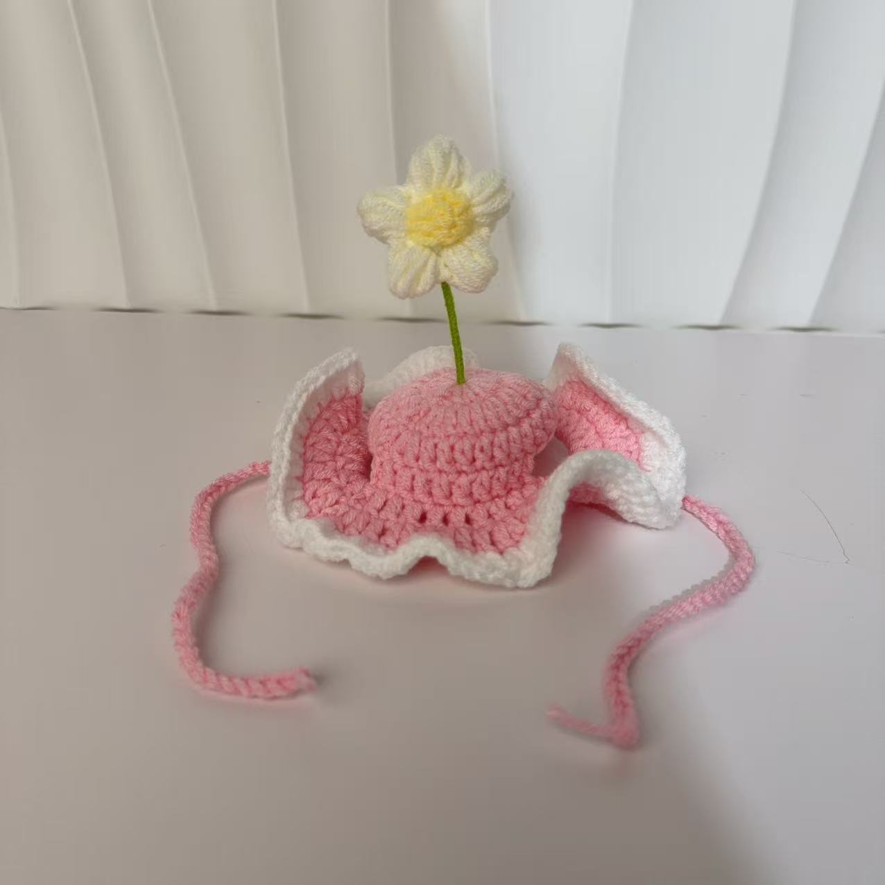 

Snow White Cat Collar Green Christmas Dog Scarf Pet Neck Warmer Knitted Bib Drool Towel Pink flower hat