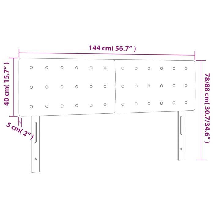VidaXL Tête de Lit à LED Meuble de Chambre à Coucher Accessoire de Lit Double Tête de Cadre de Lit Intérieur Gris 3121706