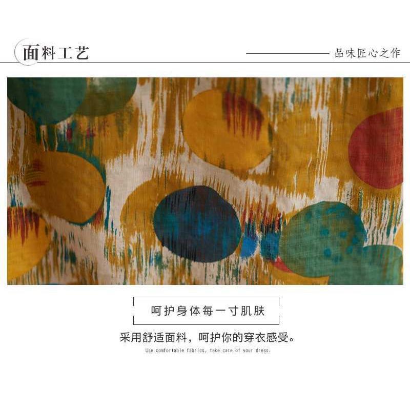 2025 New Retro Printed Loose Belly Shading Mulle Lace Long Sleeve Big Swing Long Dresses