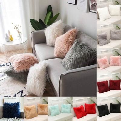 1 Pièce Décoration Intérieure Salon Chambre Canapé Décoratif Doux Fourrure Peluche Housse de Coussin