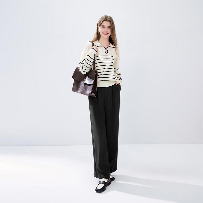 Qiusbiyiren Women's New Chinese Style Straight-Leg Casual Pants