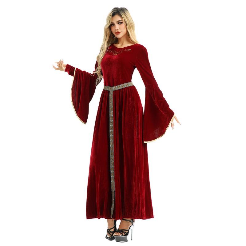 Medieval Renaissance Costume Dress Women Vintage European Peasant Farm Outfit Cosplay Stage