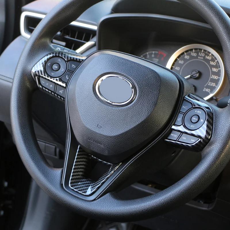 3Pcs/Set Steering Wheel Panel Button Switch Cover Sequins For Toyota RAV4 Corolla E210 Avalon 2019 -2023 Car Accessories