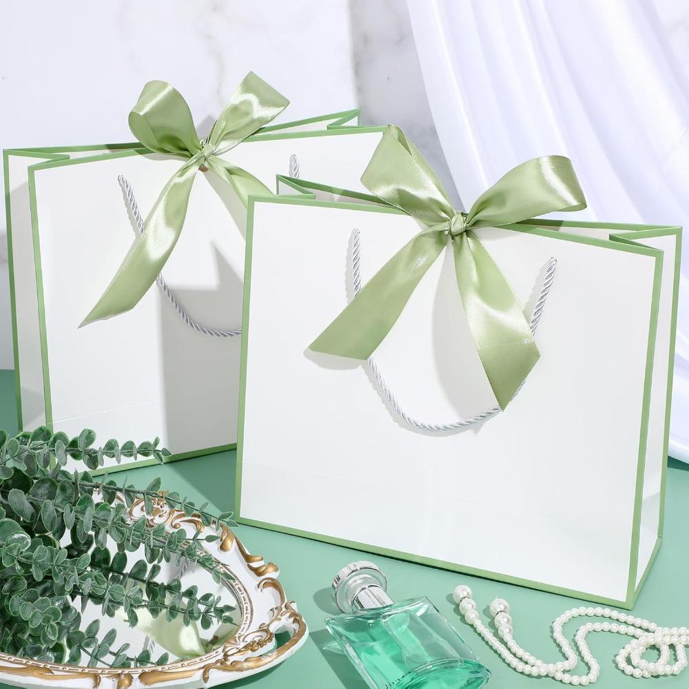 8pcs Gift Bags with Handle Thank You Gift Bags Welcome Bags Gifts with Bow Ribbon Paper Handbag Party Favor Bags Shopping Bags Gift Wrap Box