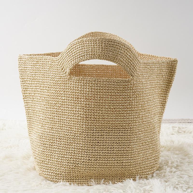 

2026 Handcrafted Luxury Raffia Straw Women s Handbag New Fashion Brand Summer Woven Basket Beach Bag Travel Vacation Tote Bag бежевый