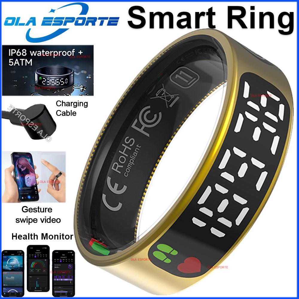 Smart Ring with Touch Display Screen, Wireless Charging, Health Manager, 5 ATM Waterproof For Men Women Smart Rings R12 R08