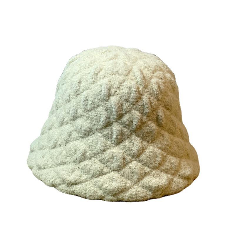 Winter Japanese Style Lazy Rabbit Velvet Bucket Hat for Women Korean Fashion Twist Pleated Warm Fisherman Hat Versatile Solid Color Cold Hat