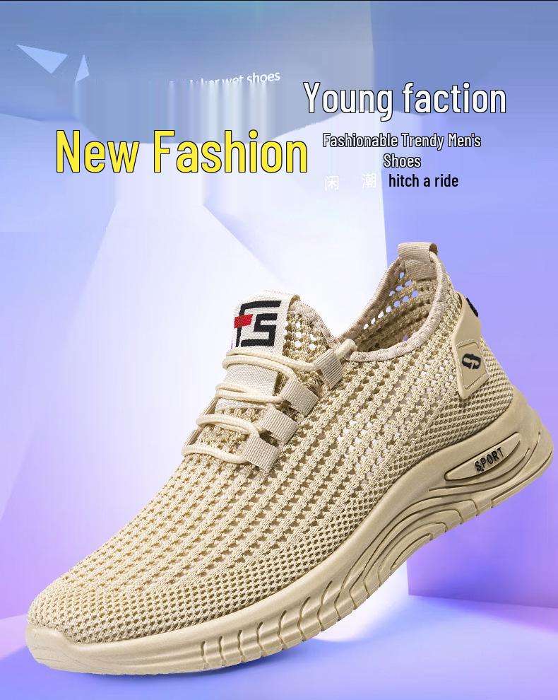 Herren Sommer Atmungsaktives Mesh Slipper Koreanischer Stil Flyknit Schuhe