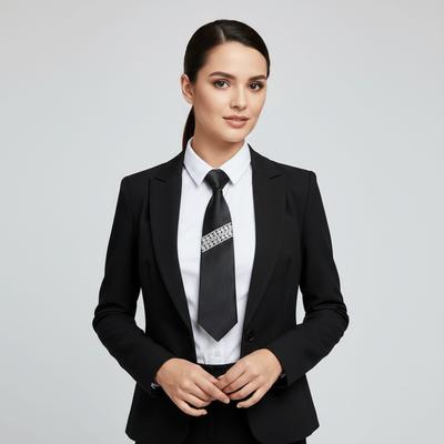Mode Strass Parels Stropdas Koreaanse Stijl Zwart Handgeknoopt Lange Stropdas Academische Stijl Geometrische Versiering Overhemddas Dames