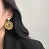 Round Corrugated Line Geometric Stud Earrings Retro Fashionable High-End Stud Earrings Concentric Spiral Earrings