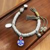 Lucky Braided Bracelet Irregular Beads Silver Beaded Bracelet Vintage Chinese Style Bracelet  Women
