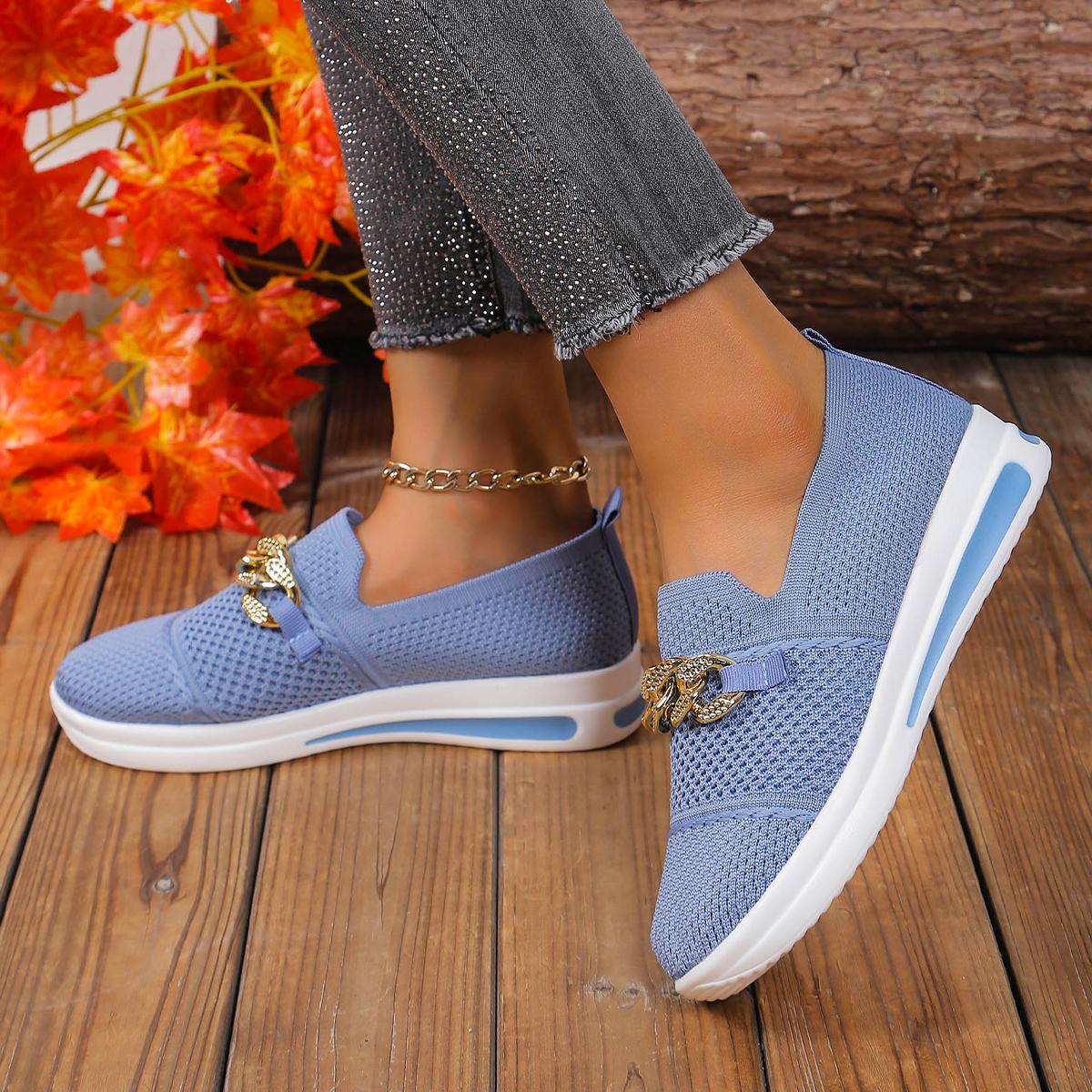 

Fashion Women Sneakers Breathable Knit Designer Shoes for Woman Lightweight Soft Sole Flats Sneakers Anti-Slip Casual Sneakers Women 36