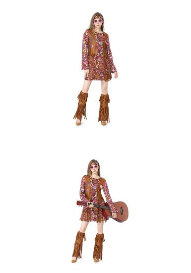Halloween Hippie Tassel Costume Set: Retro Bohemian Skirt, Euro-American Hip Hop Cosplay