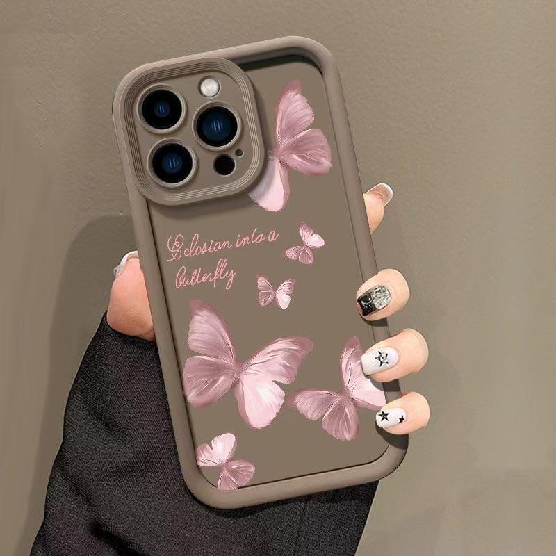 Trendy Pink Butterfly iPhone Case for Models 13 to 17