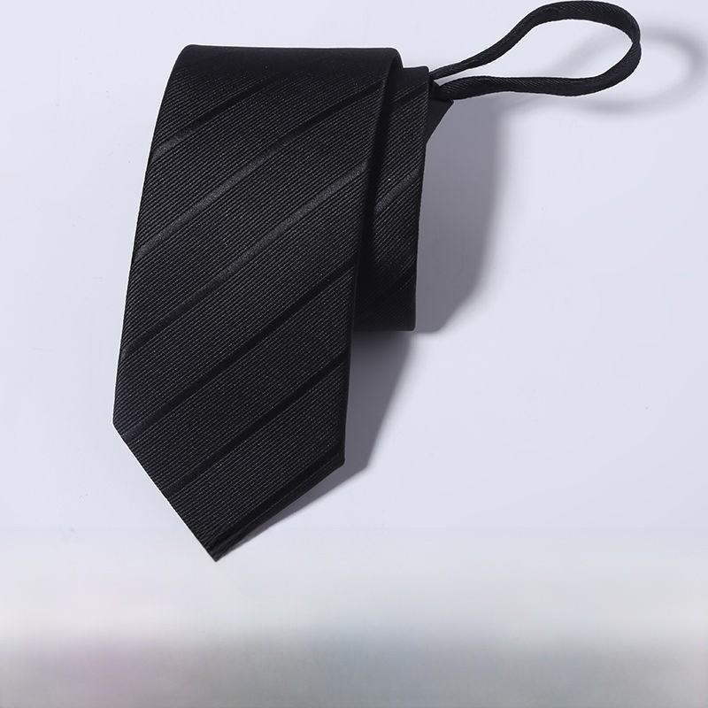 Polyester Striped Tie For Men Business Formal Wear With Zipper Closure For Office And Wedding
