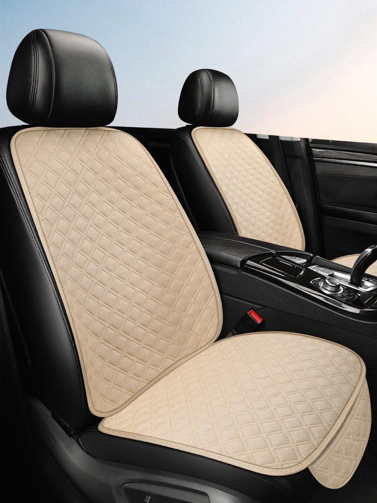 Car Seat Cushion, Dirt Resistant Linen Seat Cover, Small Three Pieces, Driver'S Seat, Single Seat, Small Waist