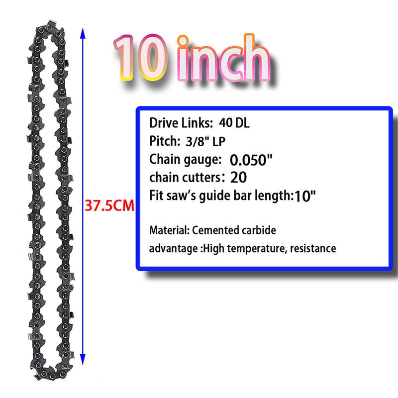 3PCS 10Inch Portable Chainsaw Chain 40DL 3/8" LP Chainsaw Chain Electric Saw Accessory Replacement 0.050" Gauge Chain