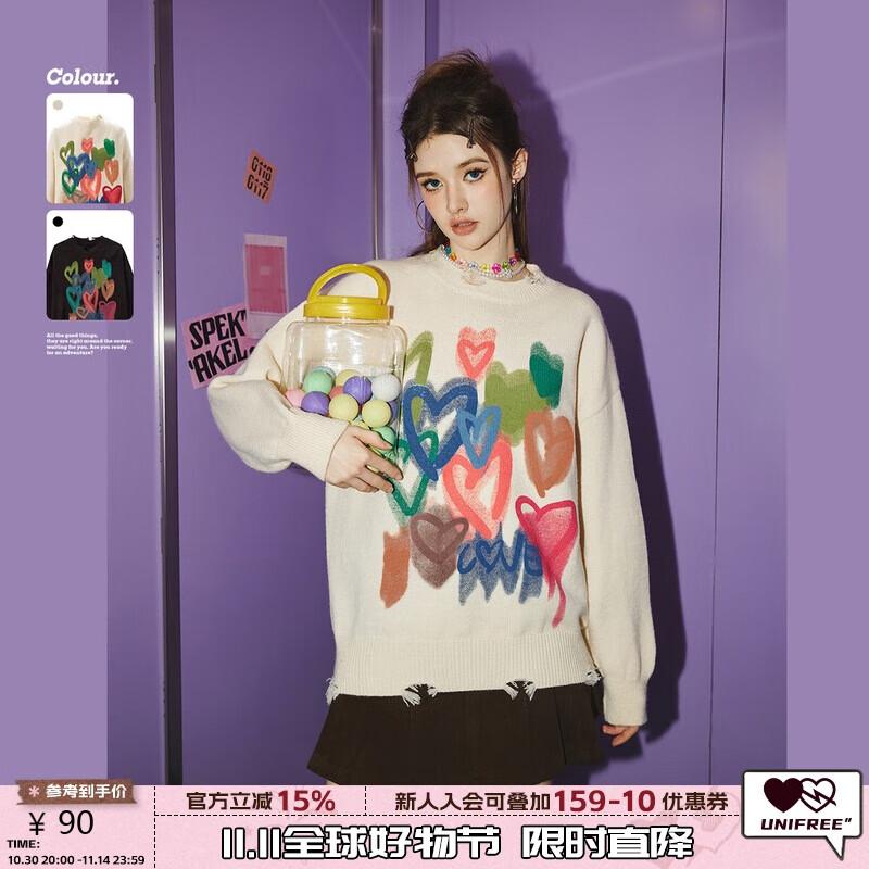 

UNIFREE Relaxed Fit Ripped Knit Pullover Sweater One Size