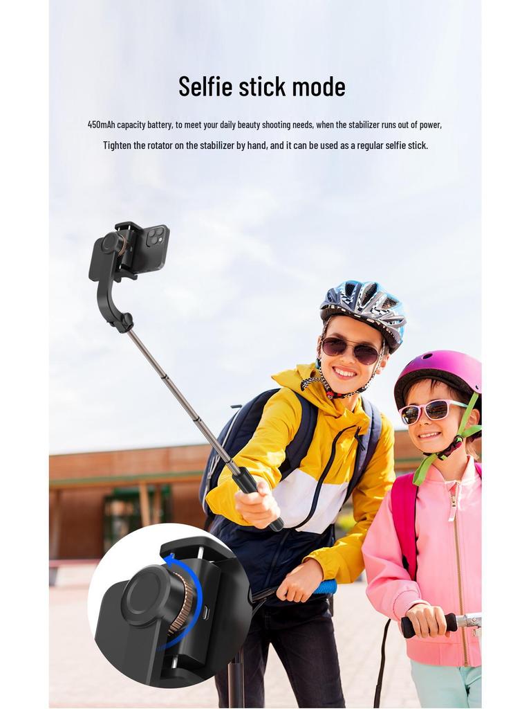 Bluetooth-Selfie-Stick aus Aluminiumlegierung mit Gimbal-Stabilisator gegen Verwacklungen & für vertikale Aufnahmen