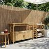 Bamboo Console Table with Shelf and Door Natural Color 110 X 35 X 75 Cm