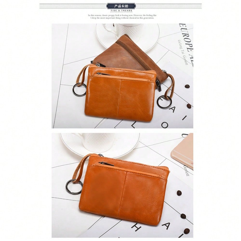Mini Small Wallet Women's Short Cowhide Retro Change Bag Casual Portable Coin Storage Bag