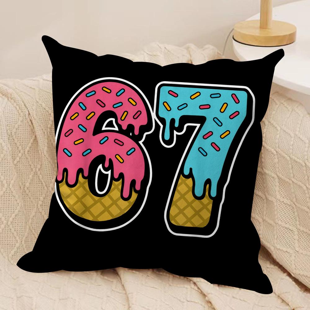 six seven Cushion Cover Soft Plush Fabric DoubleSided Printed Cushion Covers for All Seasons Modern HomeDecor Gift