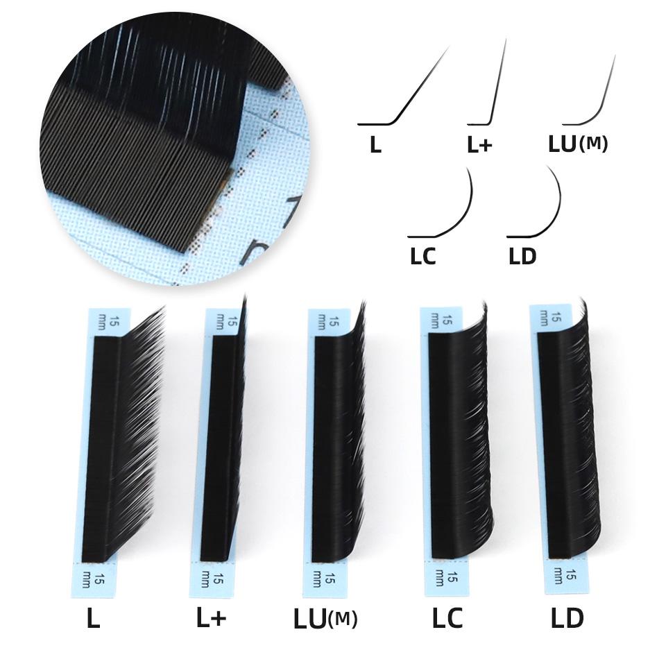 Lashrujade L L+ LC LD LU(M) Wimpernverlängerungen Einzelwimpern geschwungen natürlich weich Kunst Nerz Russisches Volumen Wimpern Make-up Cilios