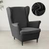 Nordic Solid Color Wing Chair Cover Velvet Stretch Armchair Covers Removable Relax Sofa Slipcovers with Seat Cushion Slipcover