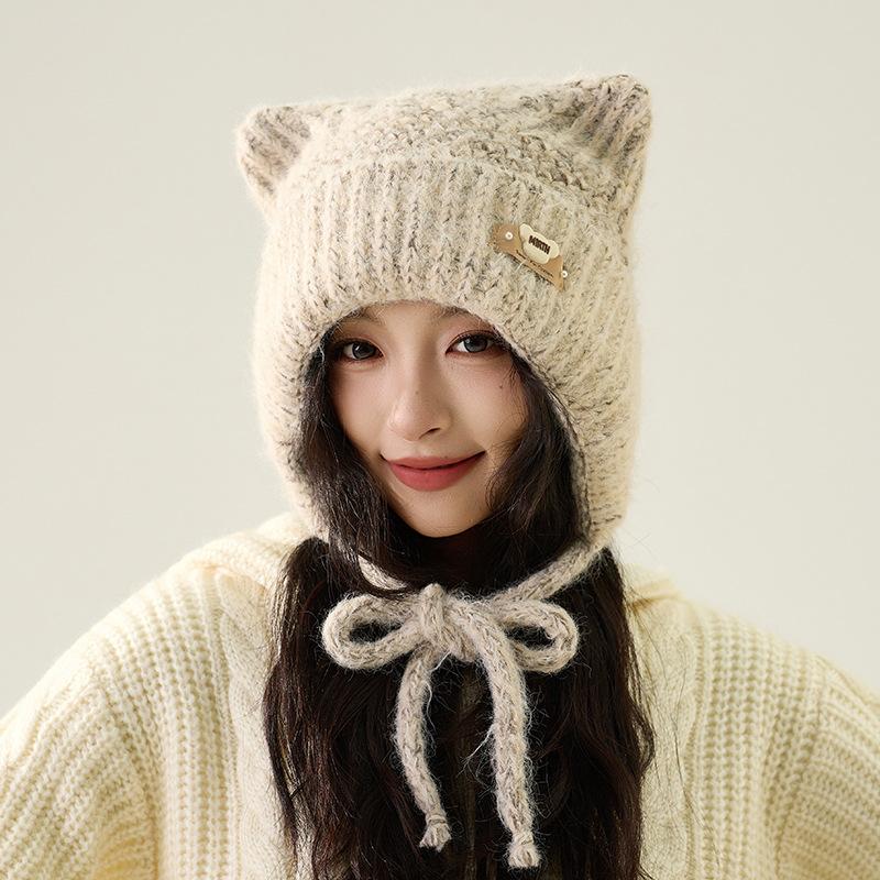 Knitted Hat Autumn Winter Cartoon Bear Wool Hat Women's Winter Warm Hat