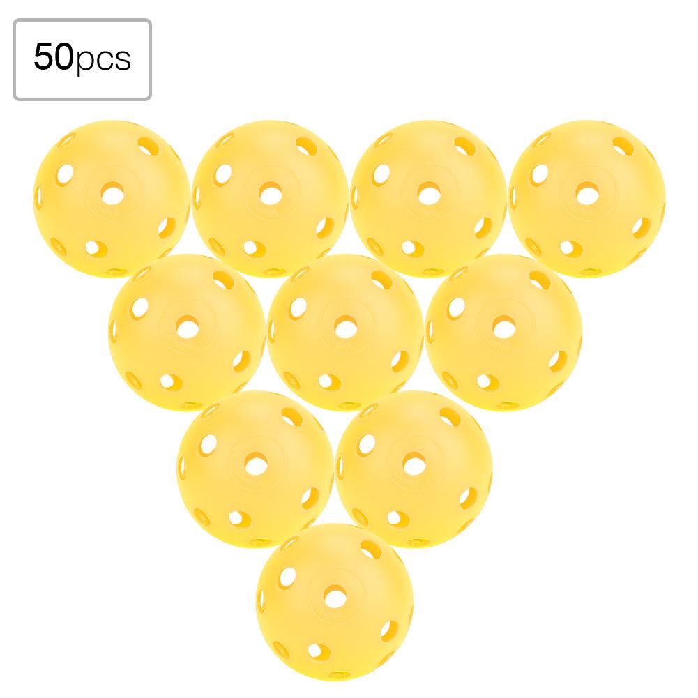 50 ks Jednobarevné duté míčky na golf pro nácvik proudění vzduchu, Vnitřní golfové míčky pro děti (Žlutá)
