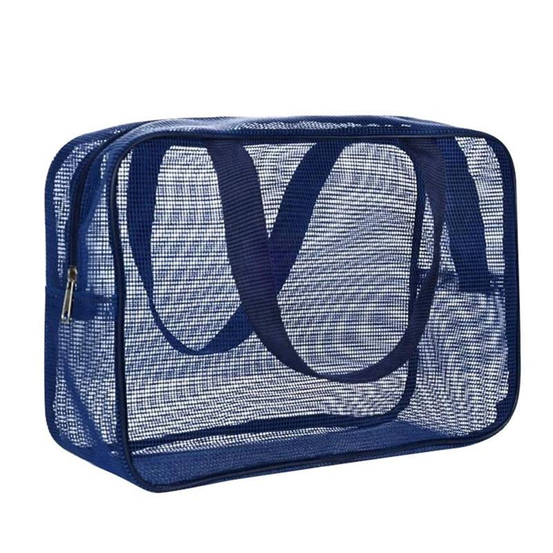 Портативная сетчатая сумка для хранения, дорожная косметичка 30*20*10cm синий